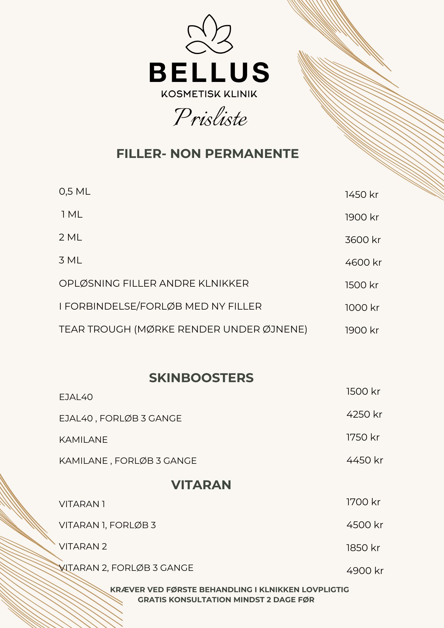 Filler, Non permanent, Skinbooster, Vitaran, Kamilane, EJAL40, Priser